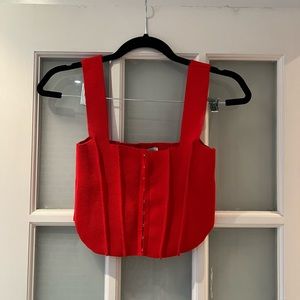 Zara Red Corset Knit Cropped Tank
